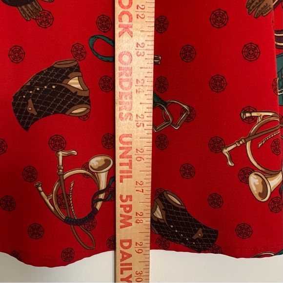 Chaus Vintage Blouse, Size 10, Red,  Fox Hunt, Equestrian Theme, Western Wear - Picture 14 of 16